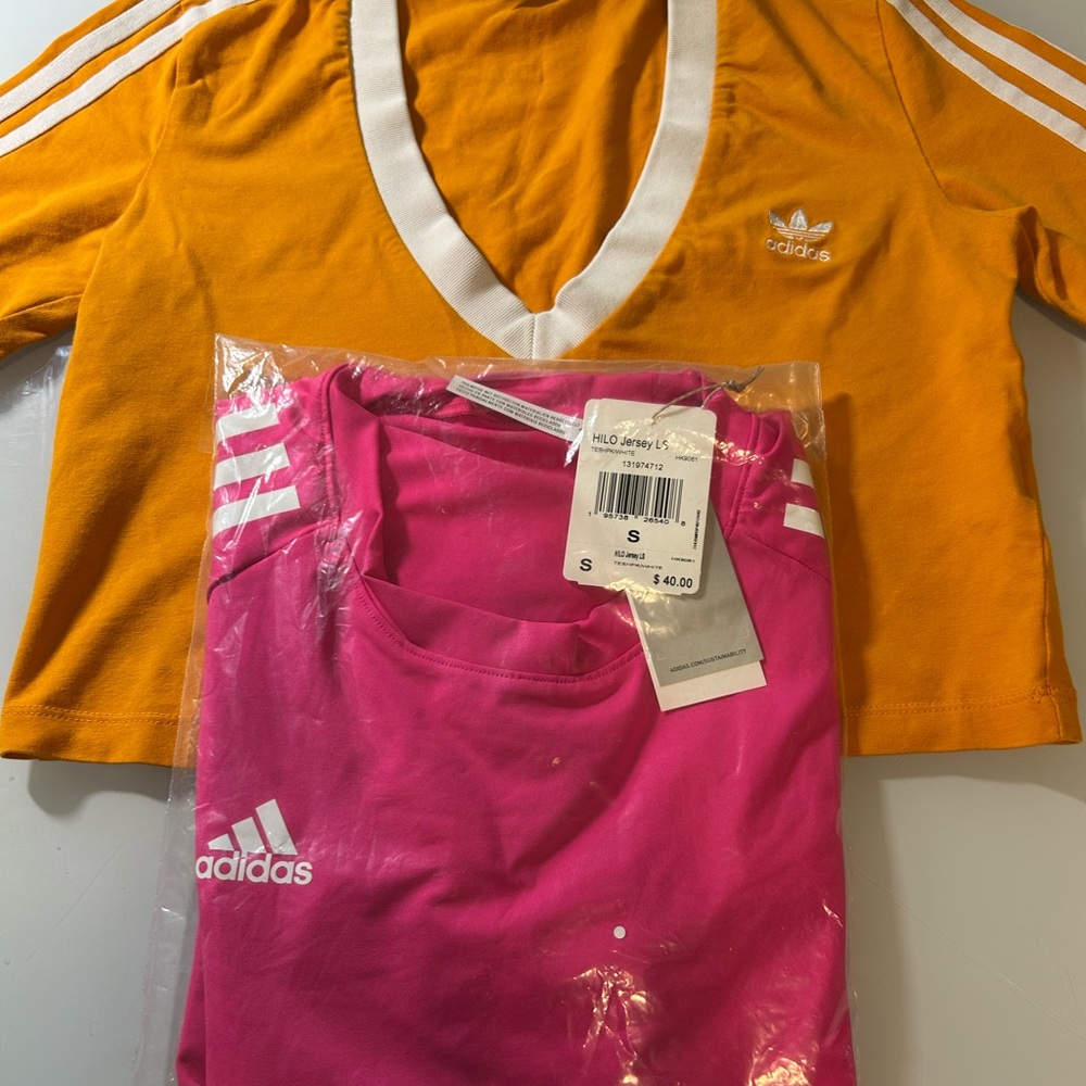 adidas Kids Pink & Gold Short-Sleeve Tees